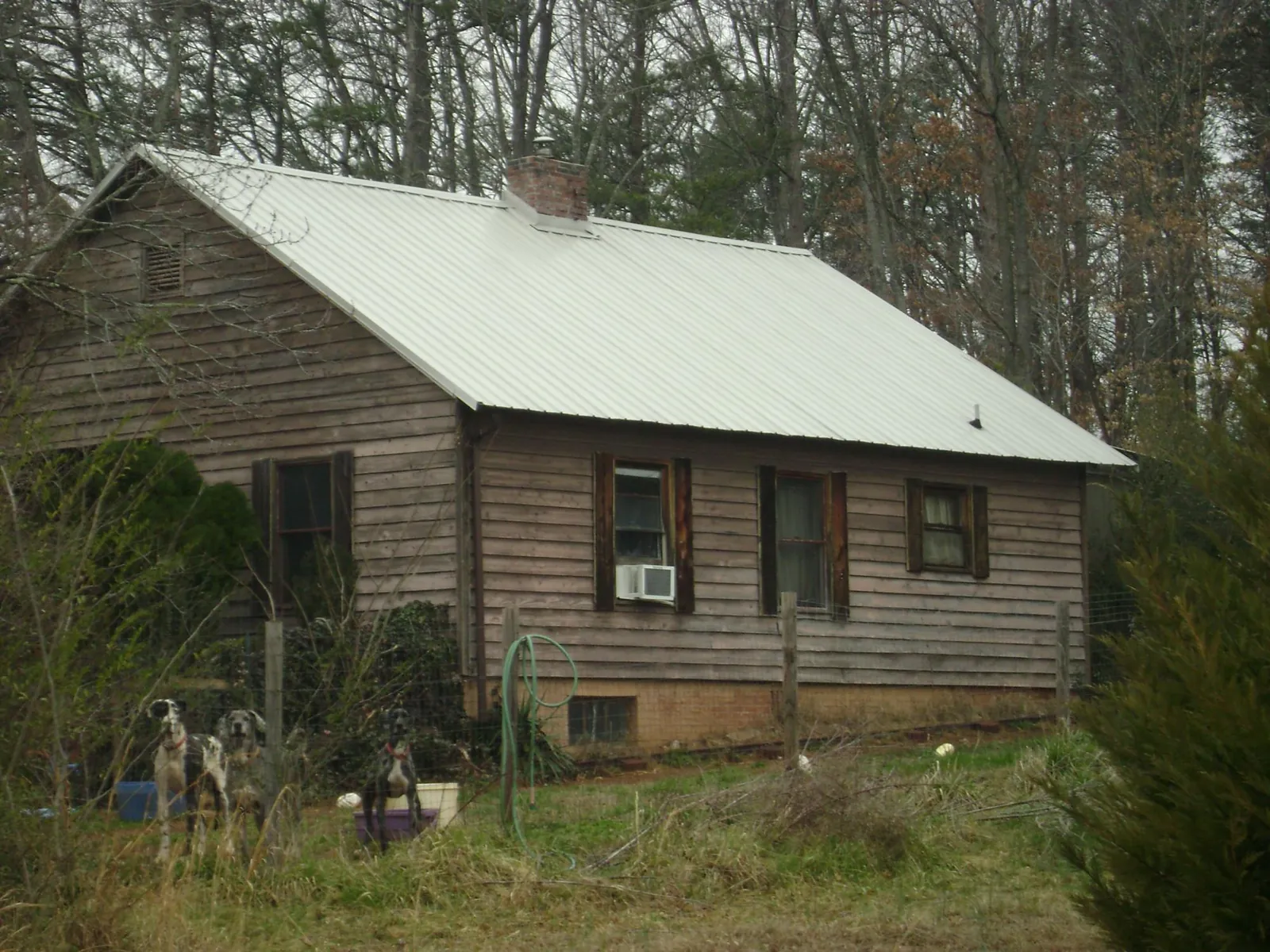 White metal roof on an old wood sided farmhouse, from a Asphalt Shingle Roof Repair job in Reston
